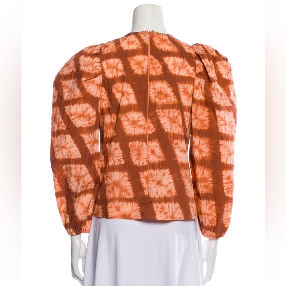 Ulla Johnson Orange Tie-Dye Puff Sleeve Top - Picture 3 of 4
